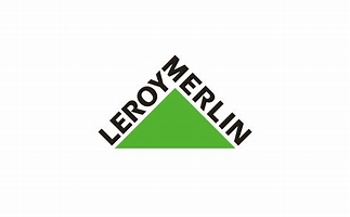 Leroy Merlin France Logo de Leroy Merlin avec un triangle vert et le texte en noir.