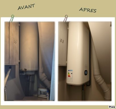 Remplacement d'un Cumulus vertical mural Remplacement d'un cumulus vertical mural par un ballon d'eau chaude extra-plat design moderne